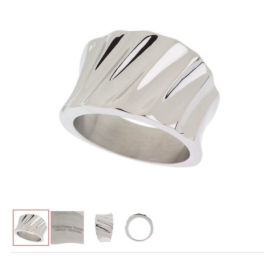 Steel By Design Bold Ribbed Ring/Size 7/NEW!